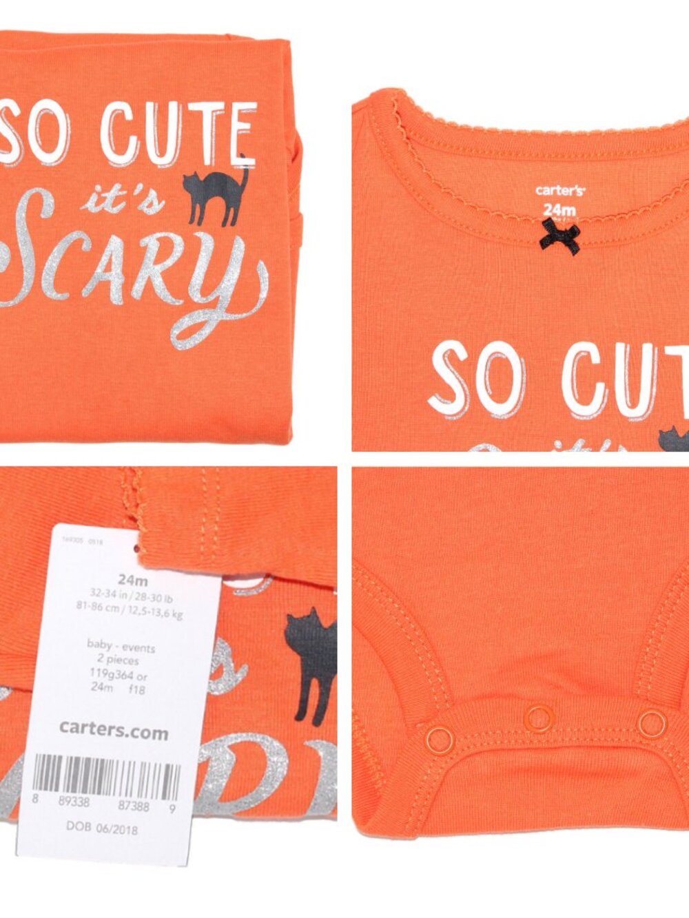 Carter’s Baby Girl’s 2pc Graphic Halloween Bodysuit & Tutu Tulle Pants Set 24m - Picture 3 of 14